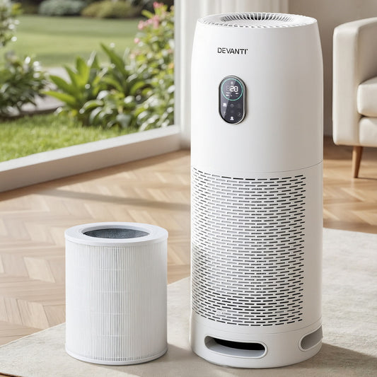 Smart 4-Stage HEPA Air Purifier | Devanti with Replacement Filter (White)