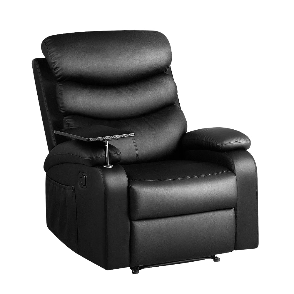 Smart Recliner Chair | Artiss Leather Recliner with 360° Tray Table (Black)