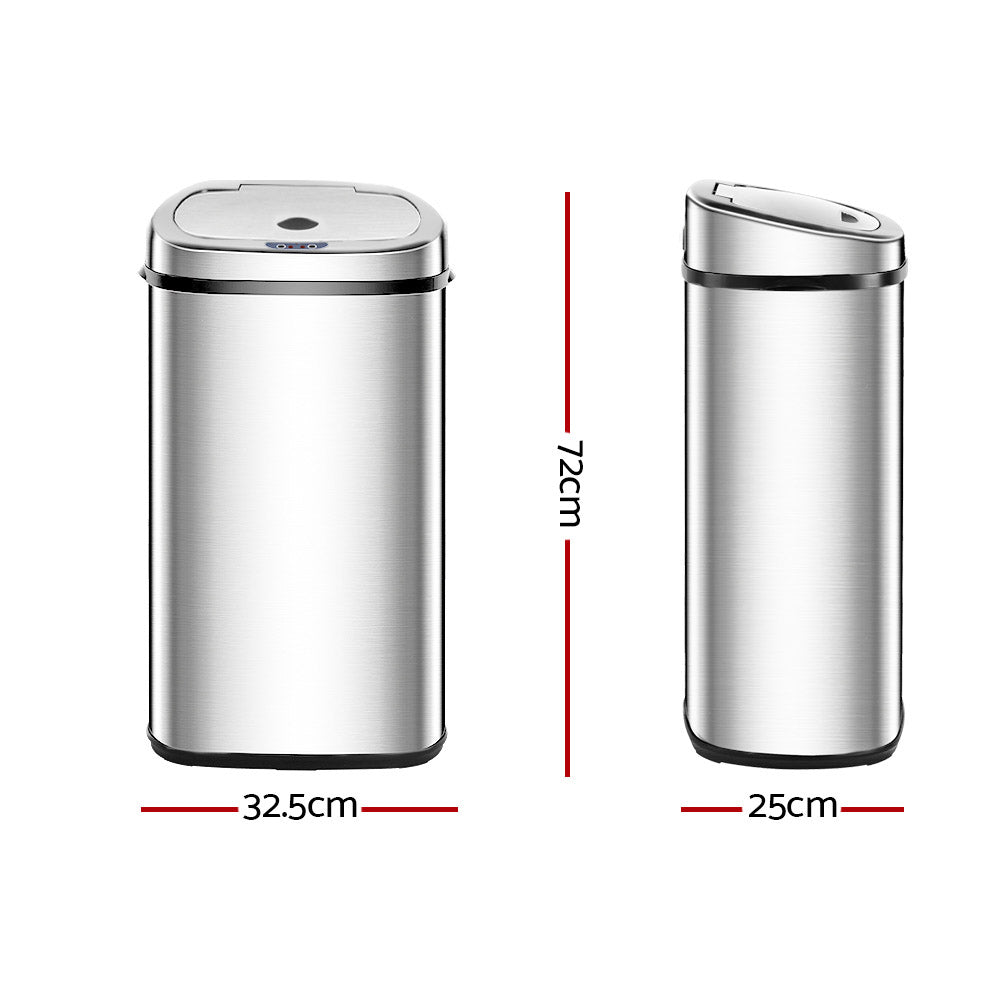 Smart Motion Sensor Bin | Devanti (50L – Silver)