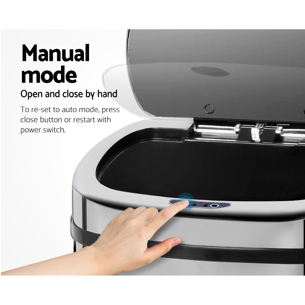 Smart Motion Sensor Bin | Devanti (50L – Silver)