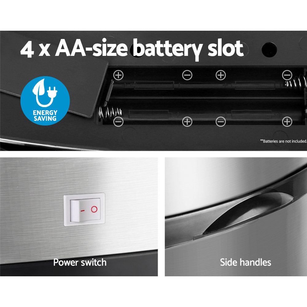 Smart Motion Sensor Bin | Devanti (50L – Silver)