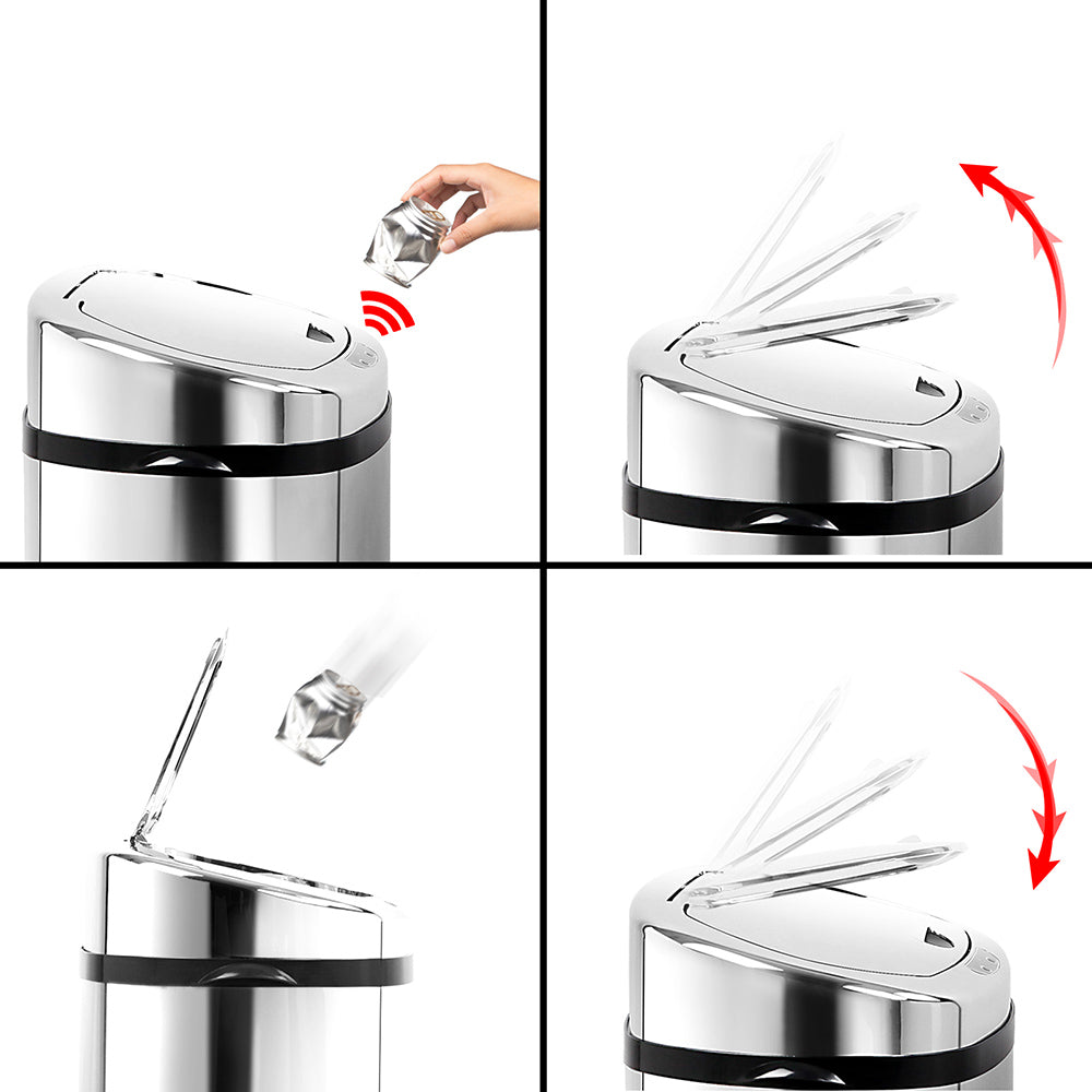 Smart Motion Sensor Bin | Devanti (50L – Silver)