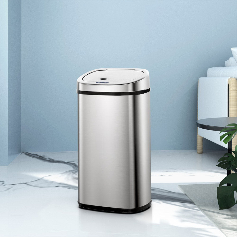 Smart Motion Sensor Bin | Devanti (50L – Silver)