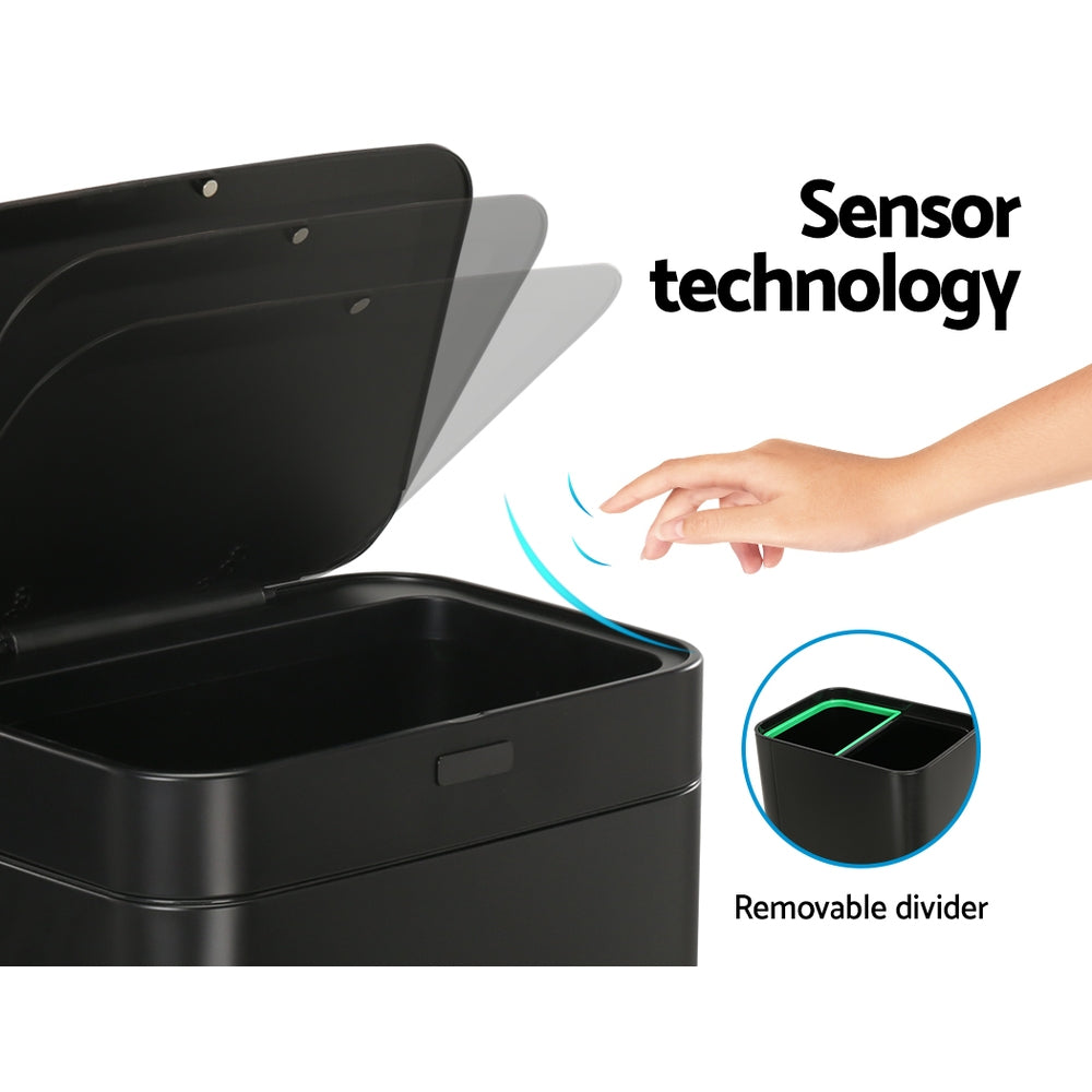 Smart Motion Sensor Recycling Bin | Devanti (70L – Black)