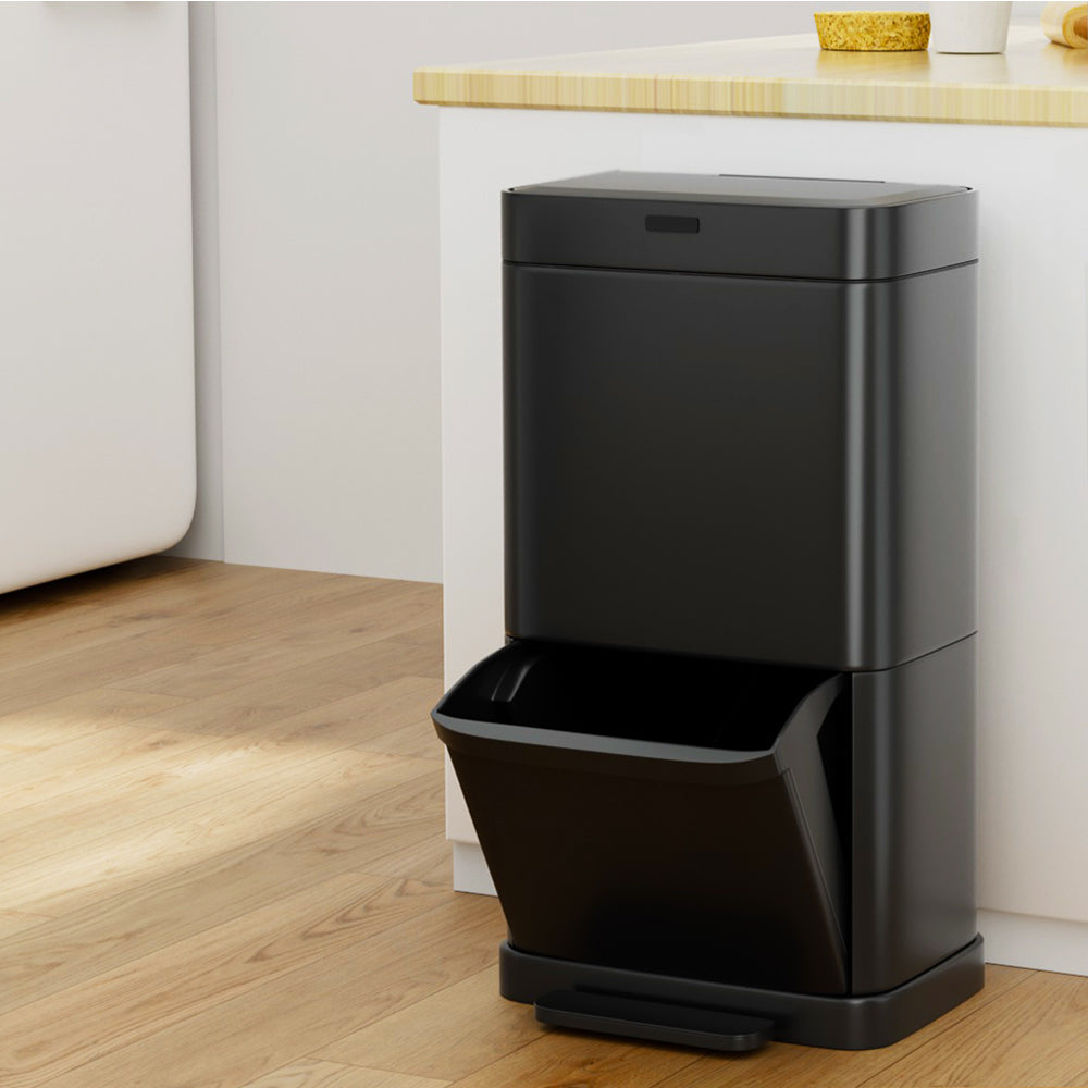 Smart Motion Sensor Recycling Bin | Devanti (70L – Black)