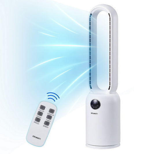 Smart Bladeless Tower Fan Air Purifier | Devanti (88cm)