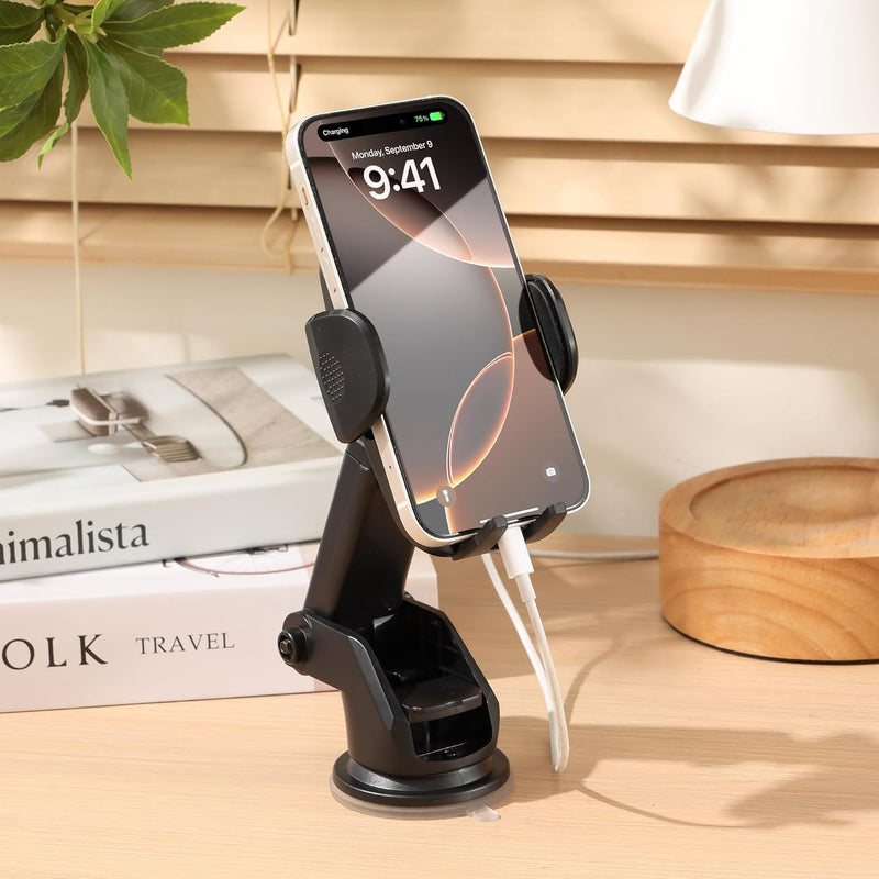 Smart 4-in-1 Car Phone Holder | Urbanoki Dashboard, Windshield & Vent Mount (Black)