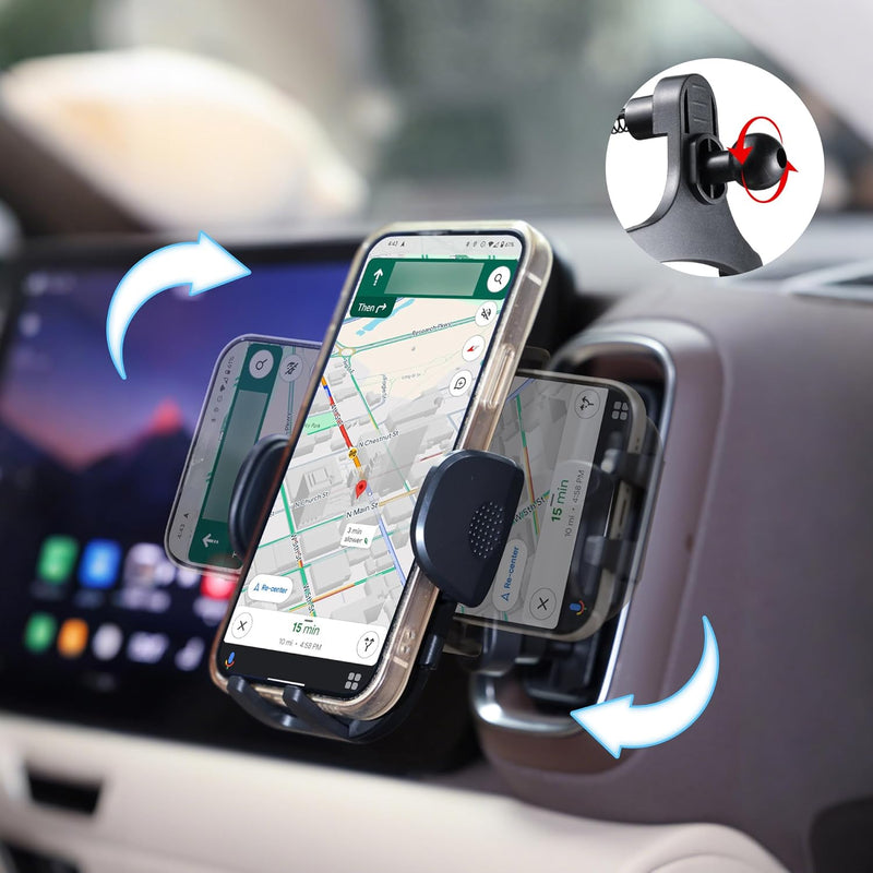 Smart 4-in-1 Car Phone Holder | Urbanoki Dashboard, Windshield & Vent Mount (Black)