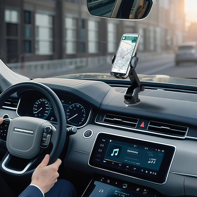 Smart 4-in-1 Car Phone Holder | Urbanoki Dashboard, Windshield & Vent Mount (Black)