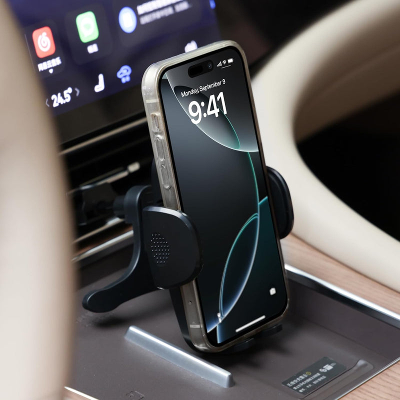 Smart 4-in-1 Car Phone Holder | Urbanoki Dashboard, Windshield & Vent Mount (Black)