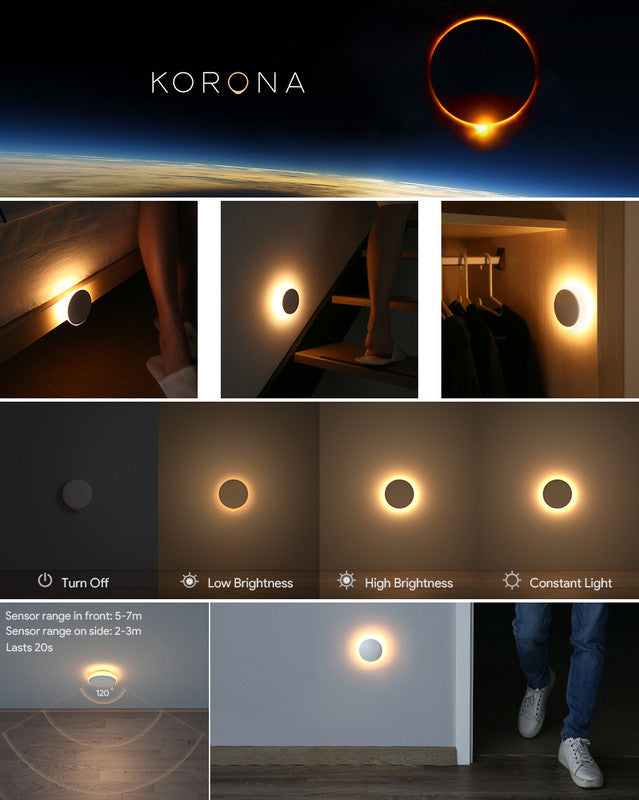 Smart LED Motion Sensor Night Light | 400-Day Battery, Stick-On Cordless Design (Warm White)