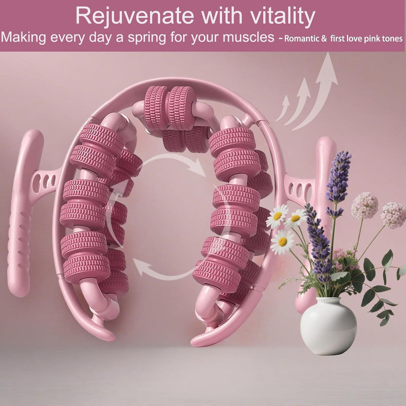 Pink Lymphatic Drainage Massager 360° Anti-Cellulite Body Sculpting Roller