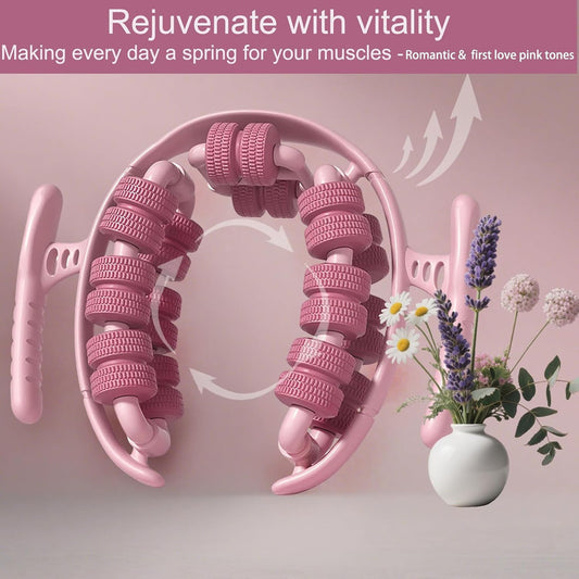 Pink Lymphatic Drainage Massager 360° Anti-Cellulite Body Sculpting Roller