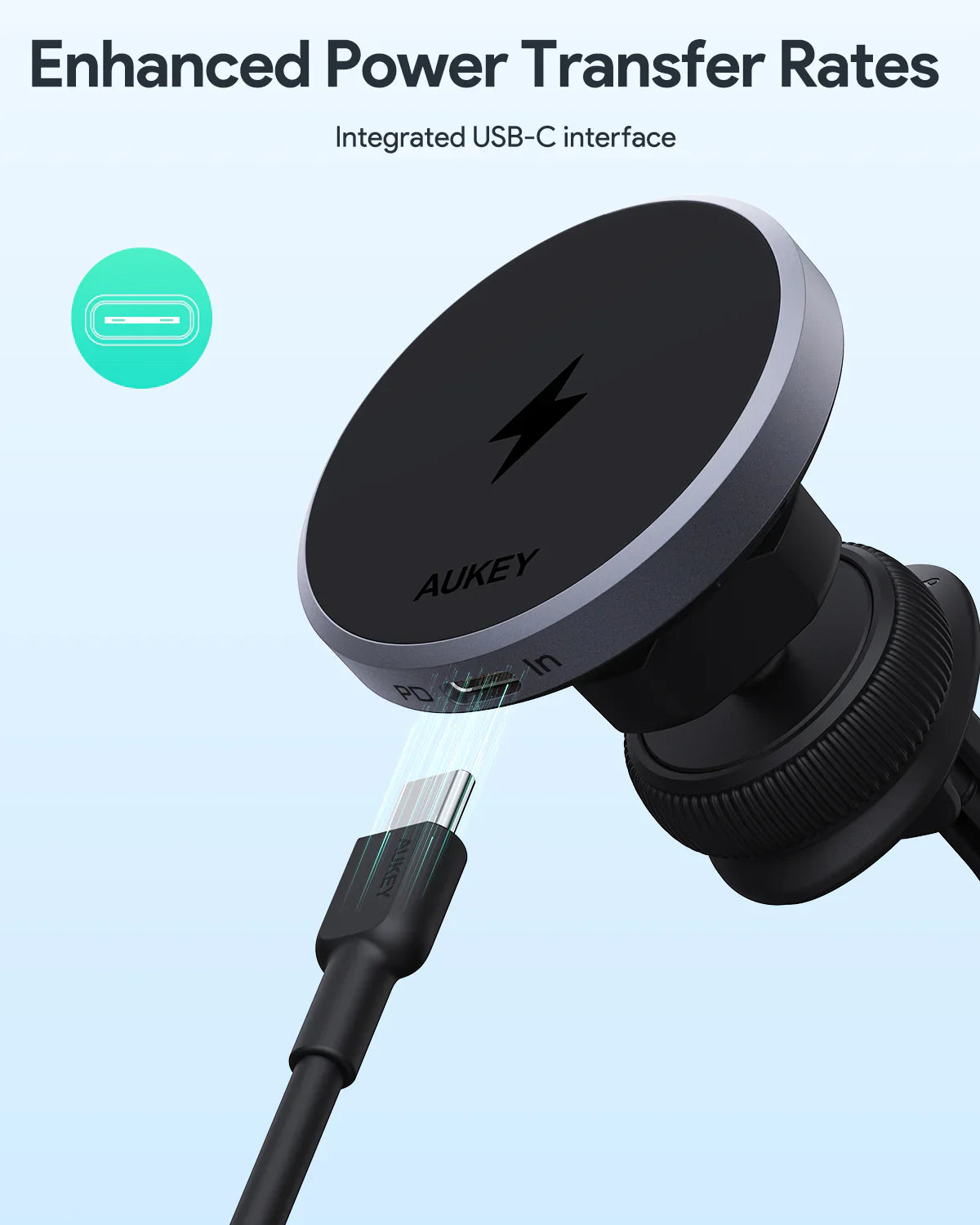 Smart MagLink Magnetic Car Charger Mount | Aukey Fast Wireless Charging Dash Holder (HD-MC13)
