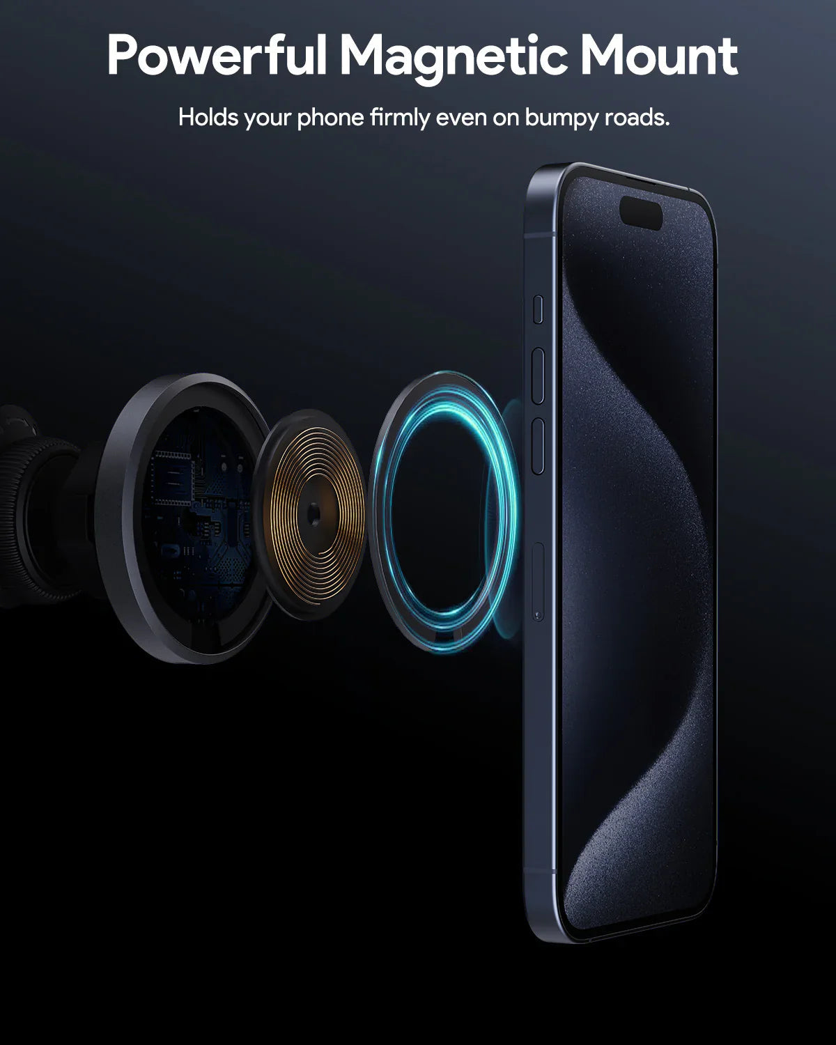 Smart MagLink Magnetic Car Charger Mount | Aukey Fast Wireless Charging Dash Holder (HD-MC13)