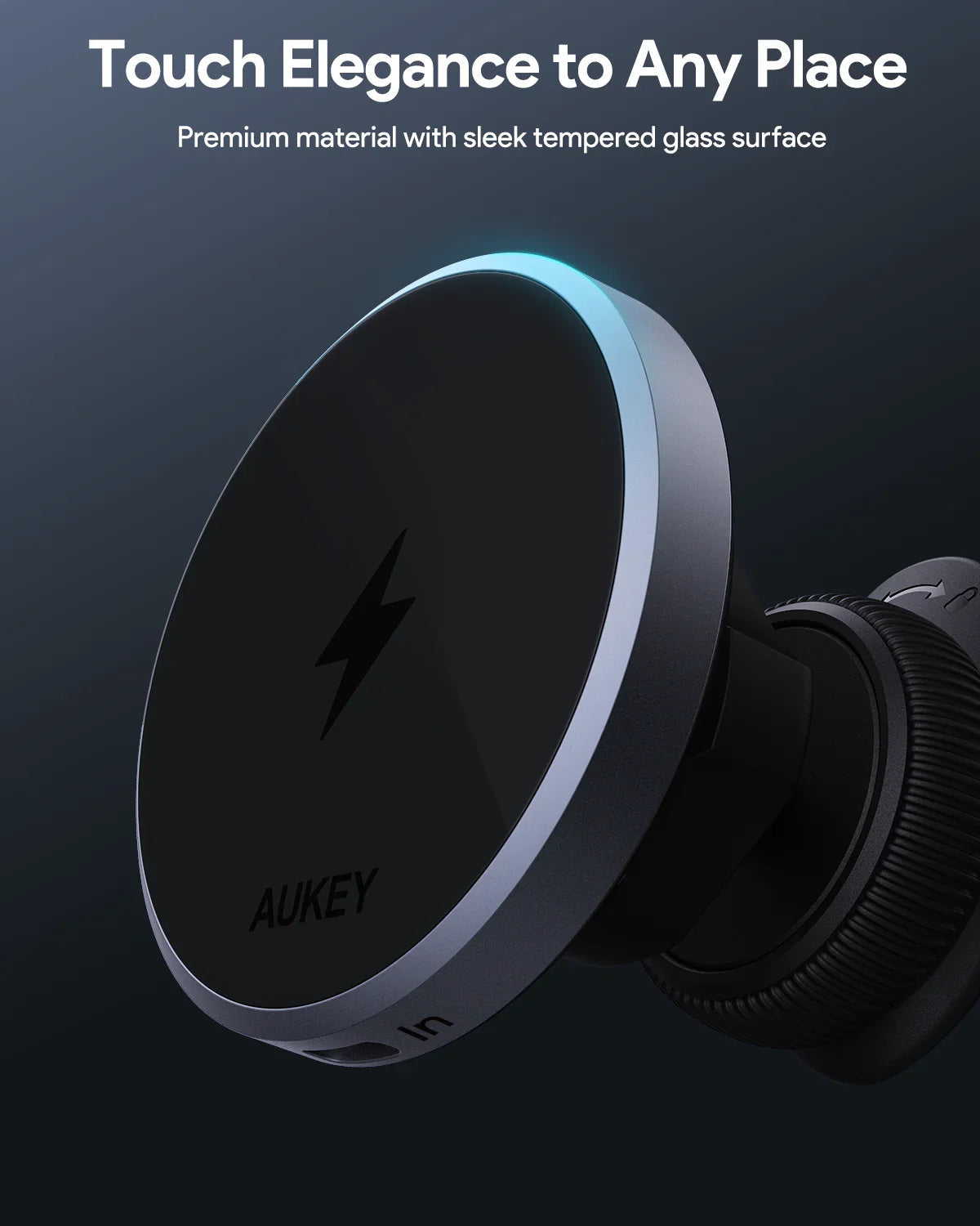 Smart MagLink Magnetic Car Charger Mount | Aukey Fast Wireless Charging Dash Holder (HD-MC13)