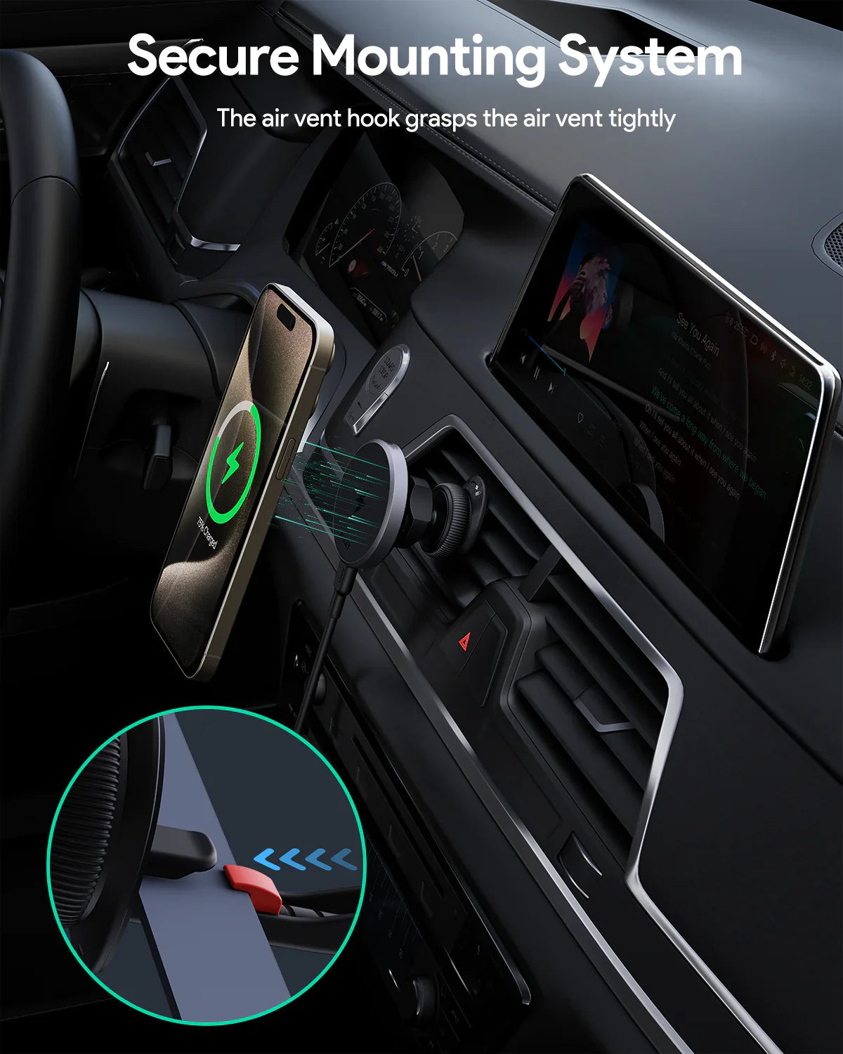 Smart MagLink Magnetic Car Charger Mount | Aukey Fast Wireless Charging Dash Holder (HD-MC13)
