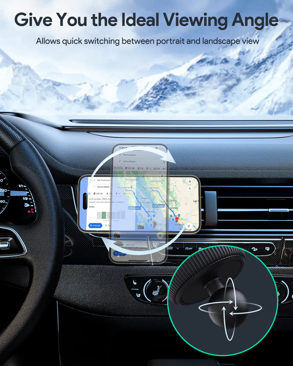 Smart MagLink Magnetic Car Charger Mount | Aukey Fast Wireless Charging Dash Holder (HD-MC13)