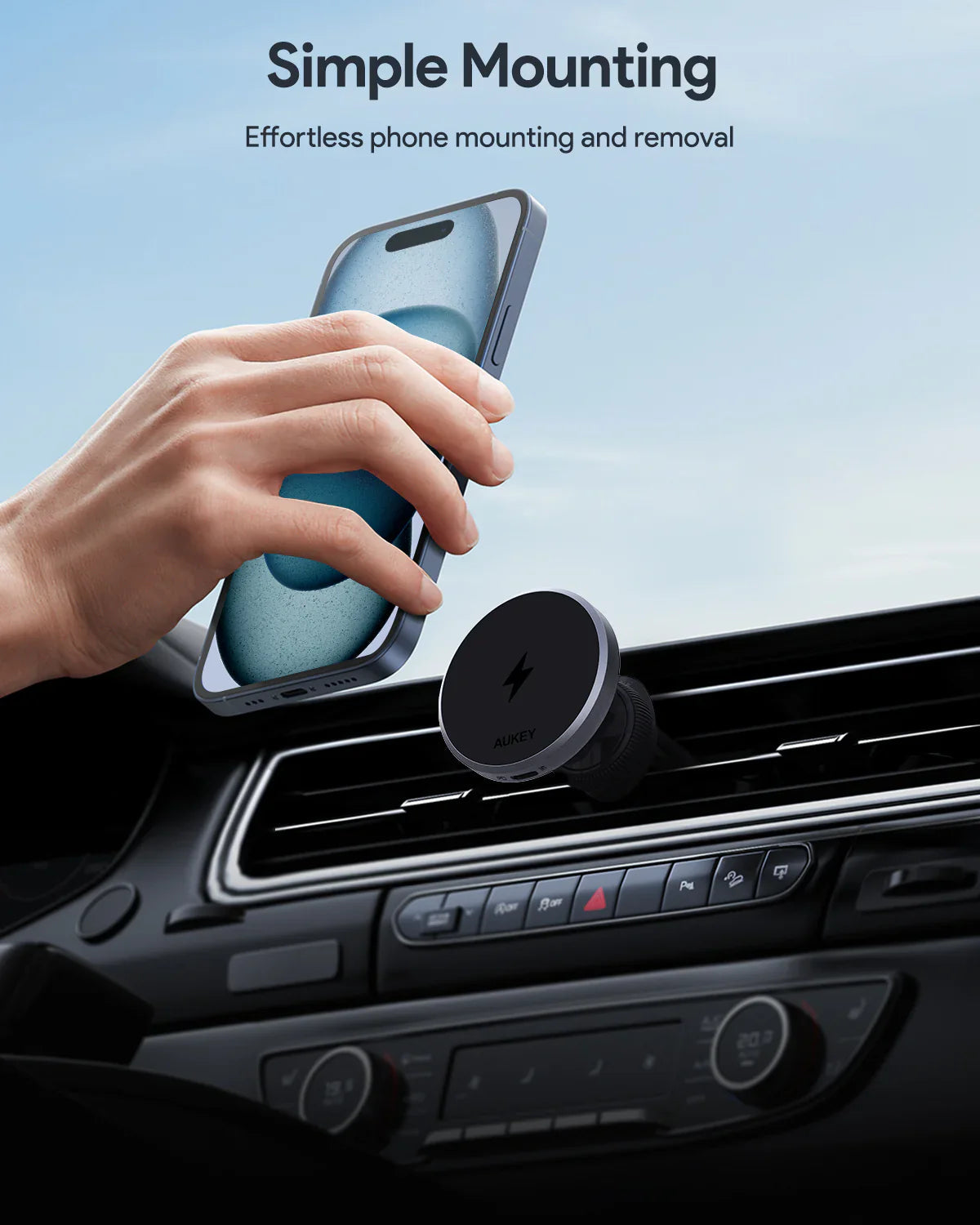 Smart MagLink Magnetic Car Charger Mount | Aukey Fast Wireless Charging Dash Holder (HD-MC13)