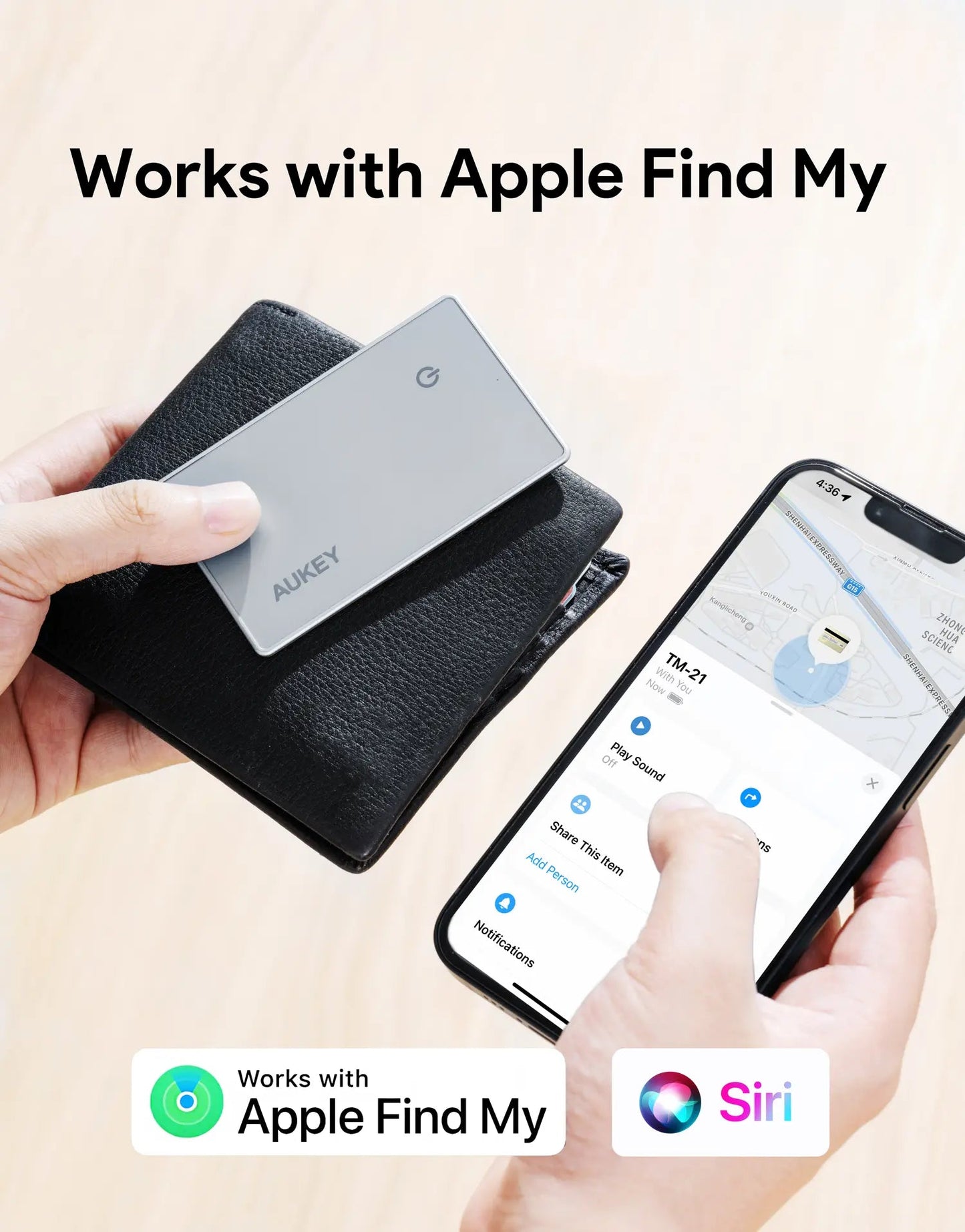 Smart Bluetooth Tracker | Ultra-Thin Wallet & Key Finder (Aukey TM-21)