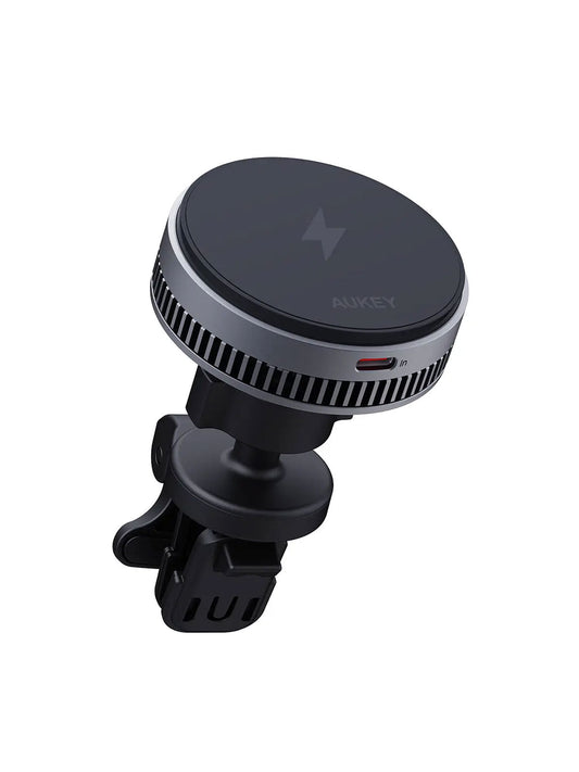 Smart MagFusion Qi2 Car Charger Mount | Aukey 15W Magnetic Fast Charger with Active Cooling (HD-MC13A)