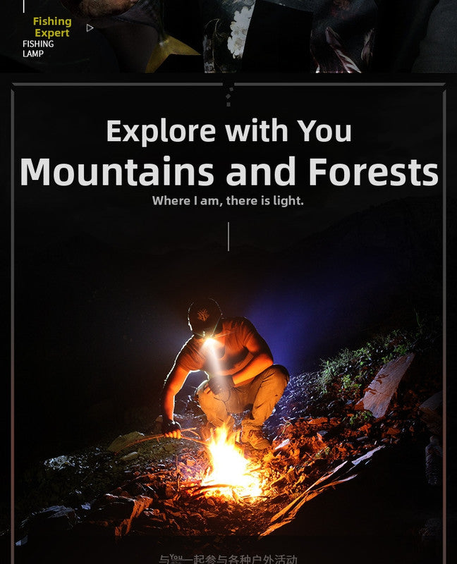 Smart LED Fishing Headlamp | Motion-Sensor Dew Detection Rechargeable Light