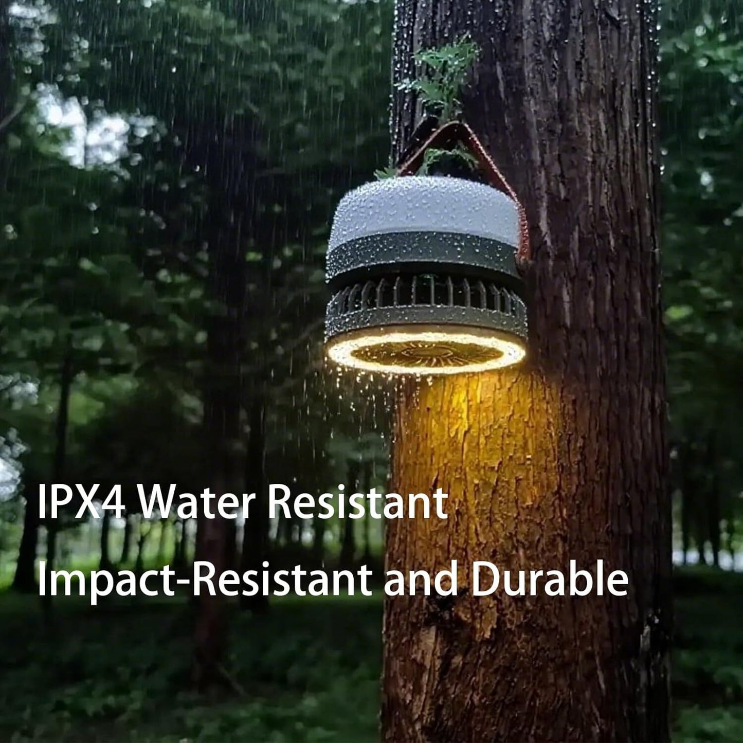 Smart Camping Lantern Fan | 4-Mode LED Light, 3-Speed Quiet Fan, USB & Solar Charging (Army Green)