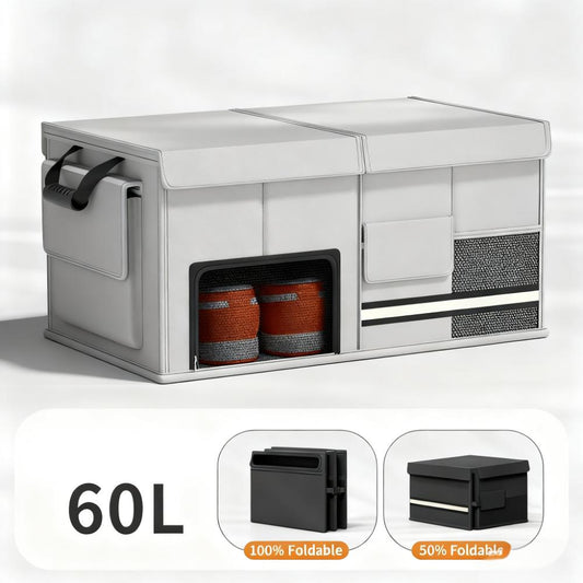 Smart Foldable Car Trunk Organiser 60L | Multi-Functional Storage Box (Grey)
