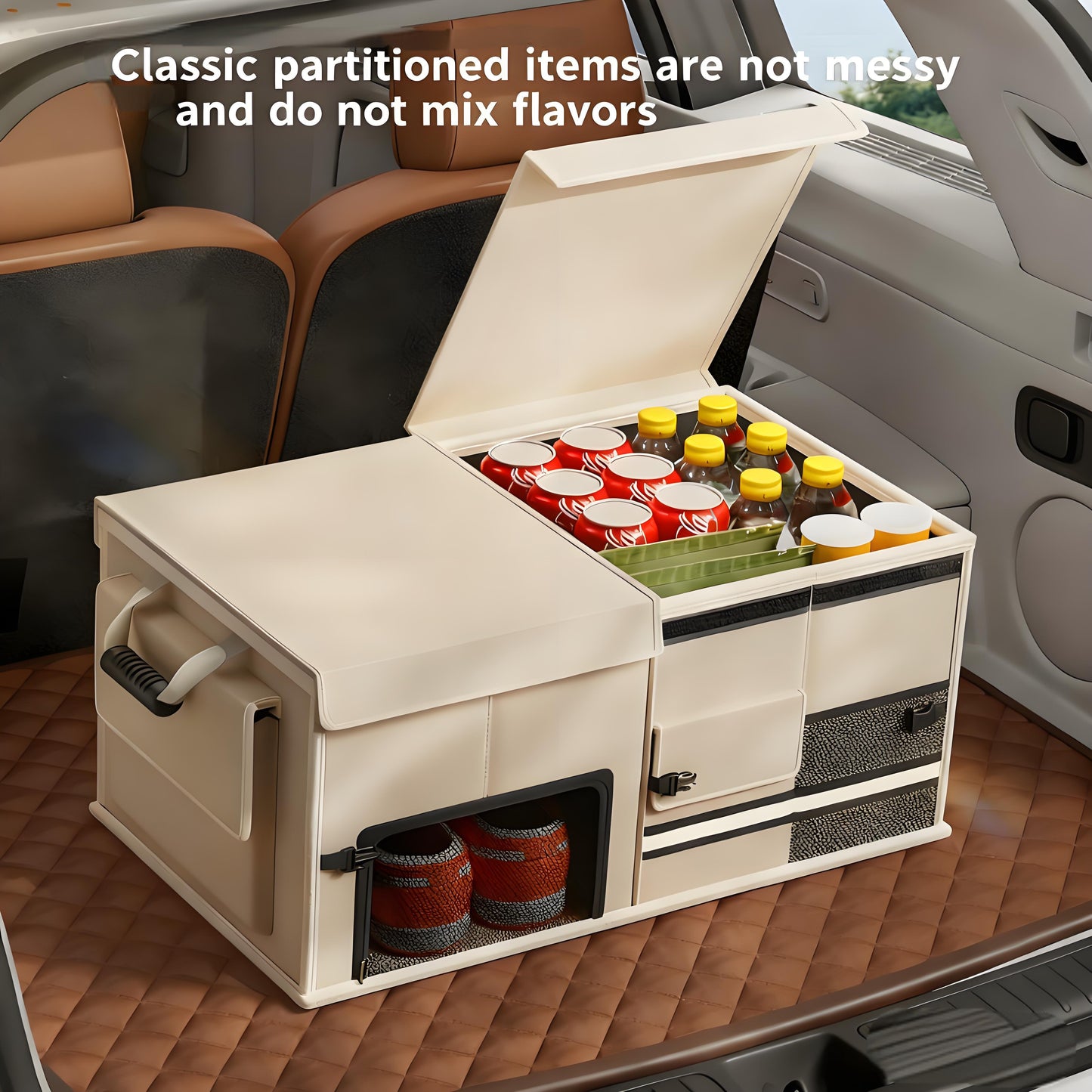 Smart Foldable Car Trunk Organiser 60L | Multi-Functional Cargo Storage Box (White)