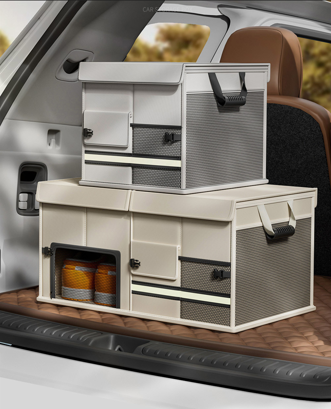 Smart Foldable Car Trunk Organiser 60L | Multi-Functional Cargo Storage Box (White)