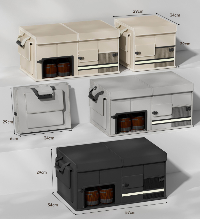 Smart Foldable Car Trunk Organiser 60L | Multi-Functional Cargo Storage Box (White)