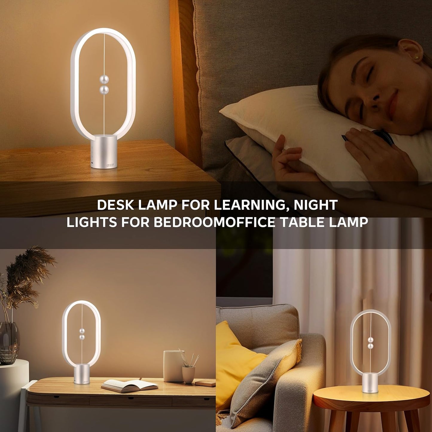 Magnetic Balance LED Table Lamp Silver | Award-Winning USB Dimmable Light