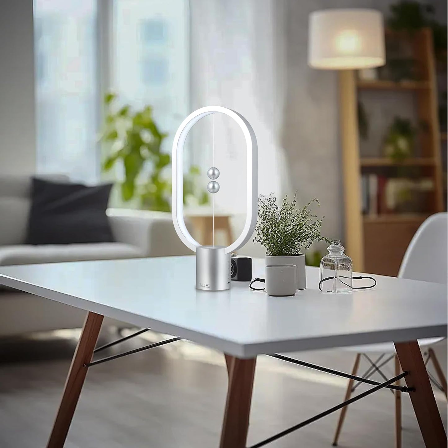 Magnetic Balance LED Table Lamp Silver | Award-Winning USB Dimmable Light