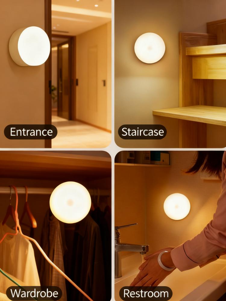 Smart Motion Sensor LED Night Light | 86mm Rechargeable Induction Lamp with Magnetic Mount