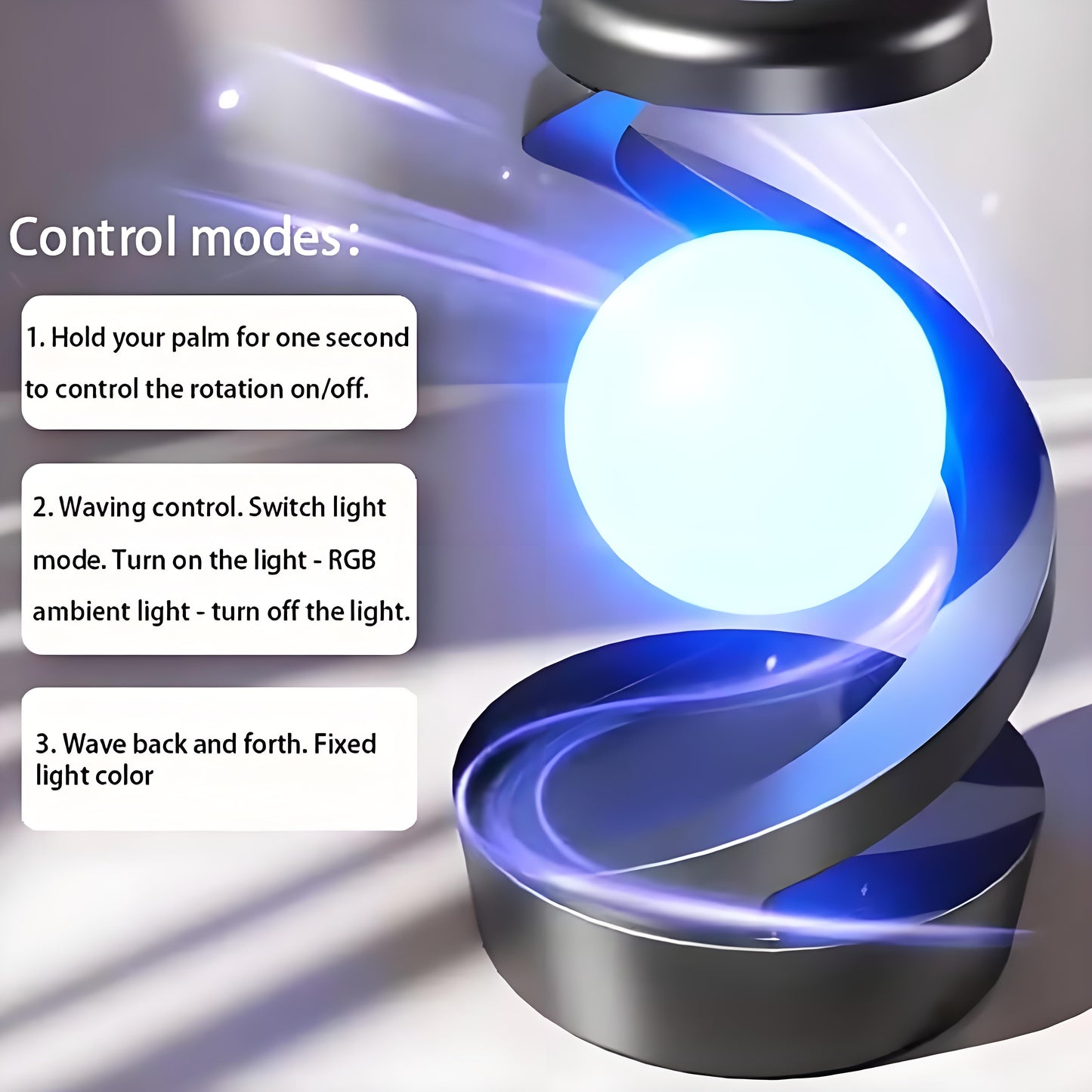 Rotating Levitating Night Light | RGB Colors & Wireless Charging