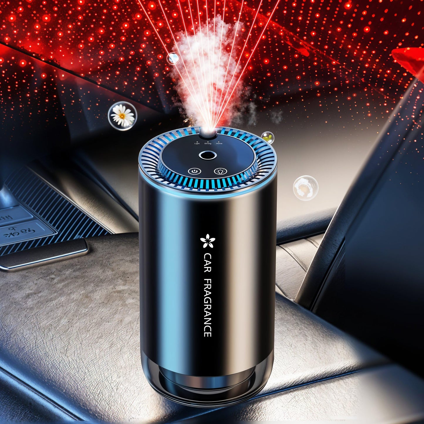 Smart Car Air Freshener with Starry Lights Projector – Automatic Aroma Diffuser