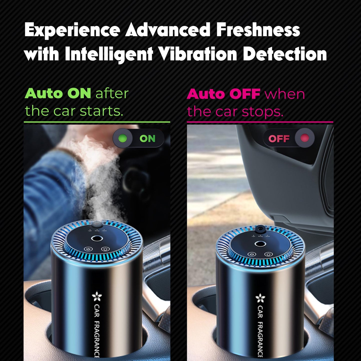 Smart Car Air Freshener with Starry Lights Projector – Automatic Aroma Diffuser
