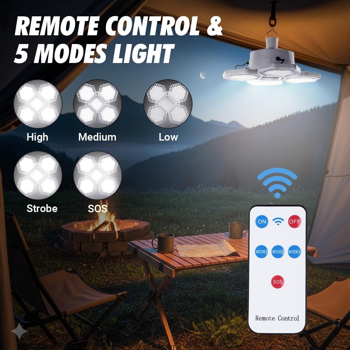 Smart Solar Camping Lantern | 169-LED Folding Light with Remote Control