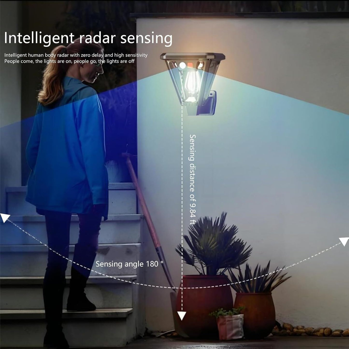 Solar Motion Sensor Wall Lights | 3-Mode Dusk-to-Dawn Waterproof (4-Pack)