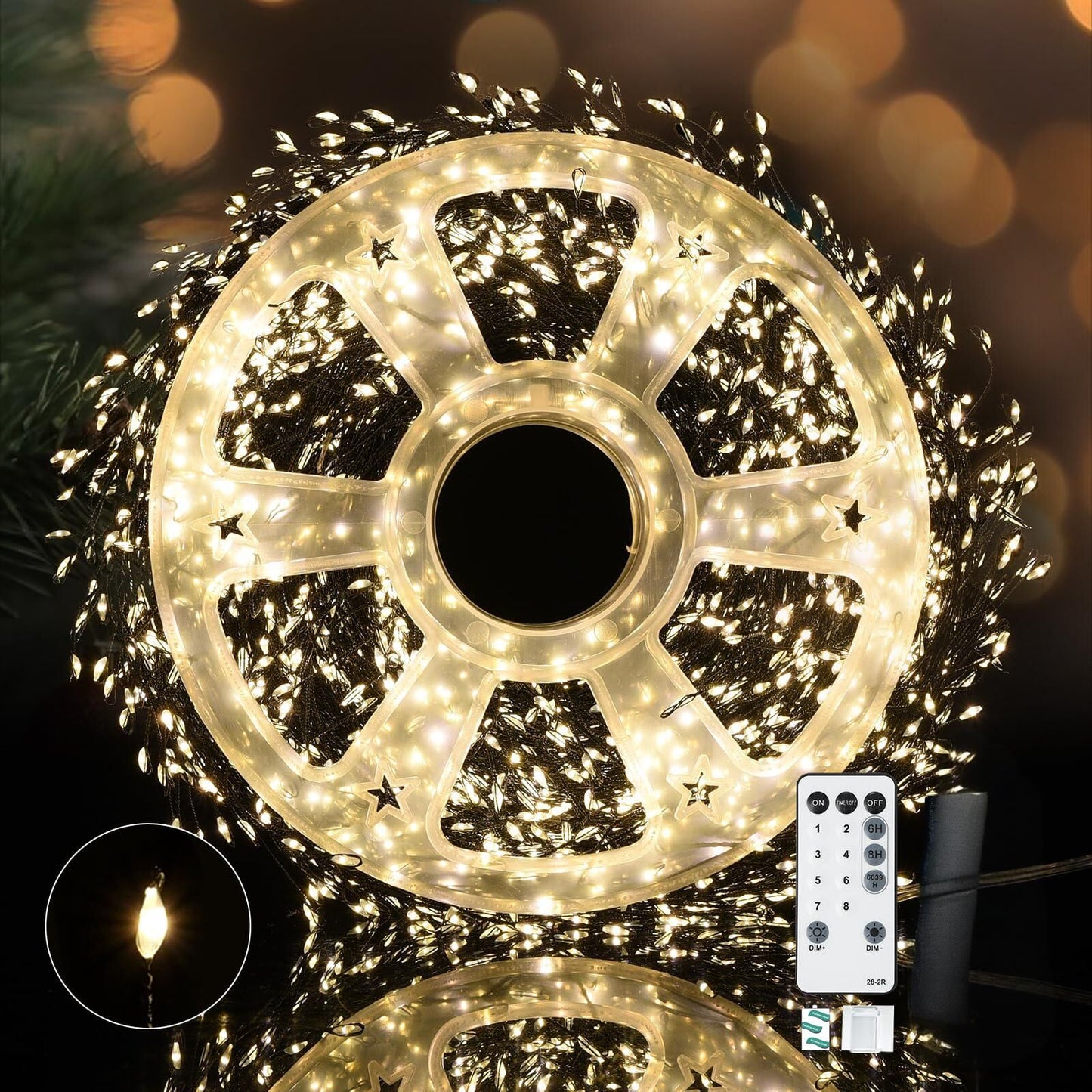 900 LED Fairy String Lights Warm White | 30m USB Black Wire IP44 Waterproof 8-Mode Remote
