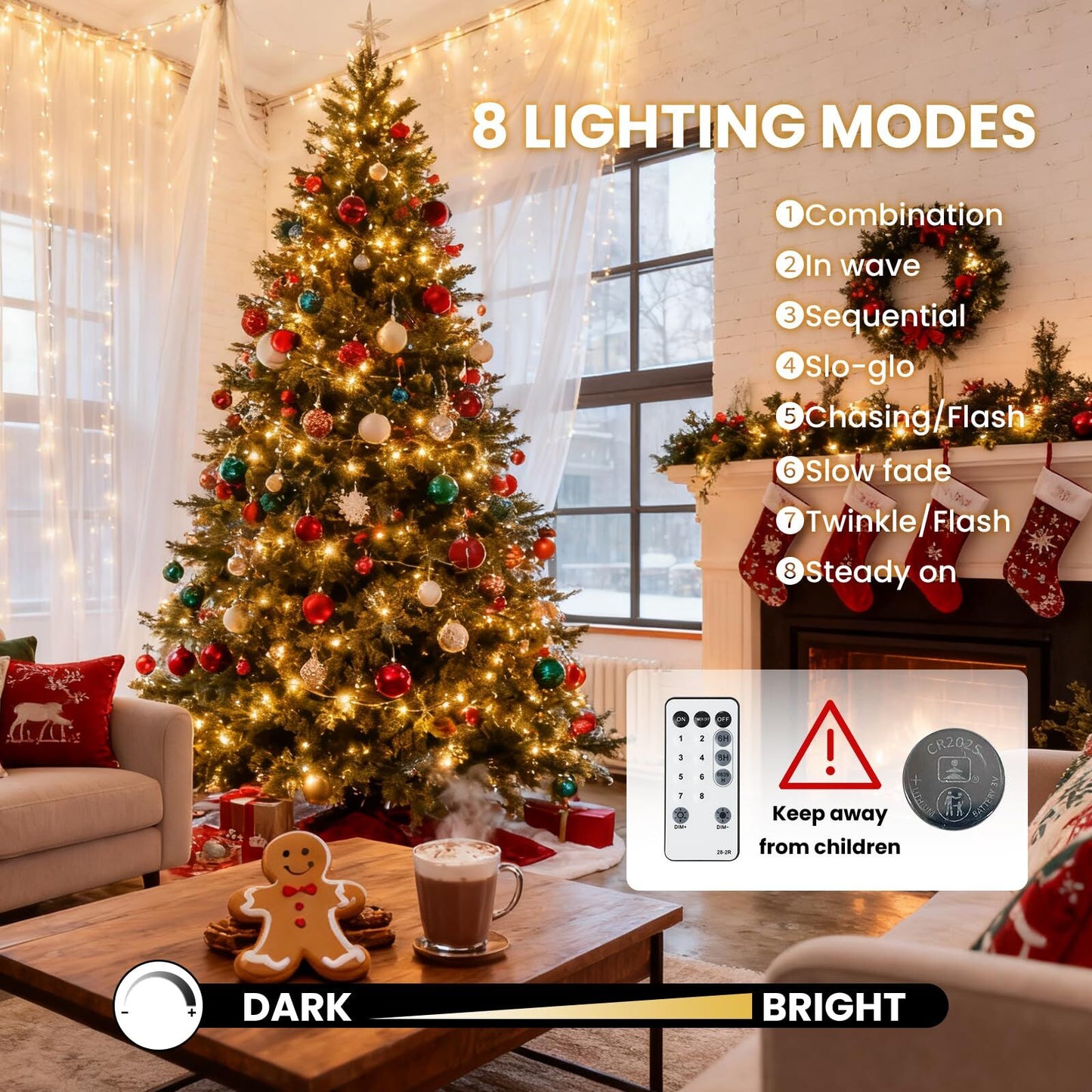 900 LED Fairy String Lights Warm White | 30m USB Black Wire IP44 Waterproof 8-Mode Remote