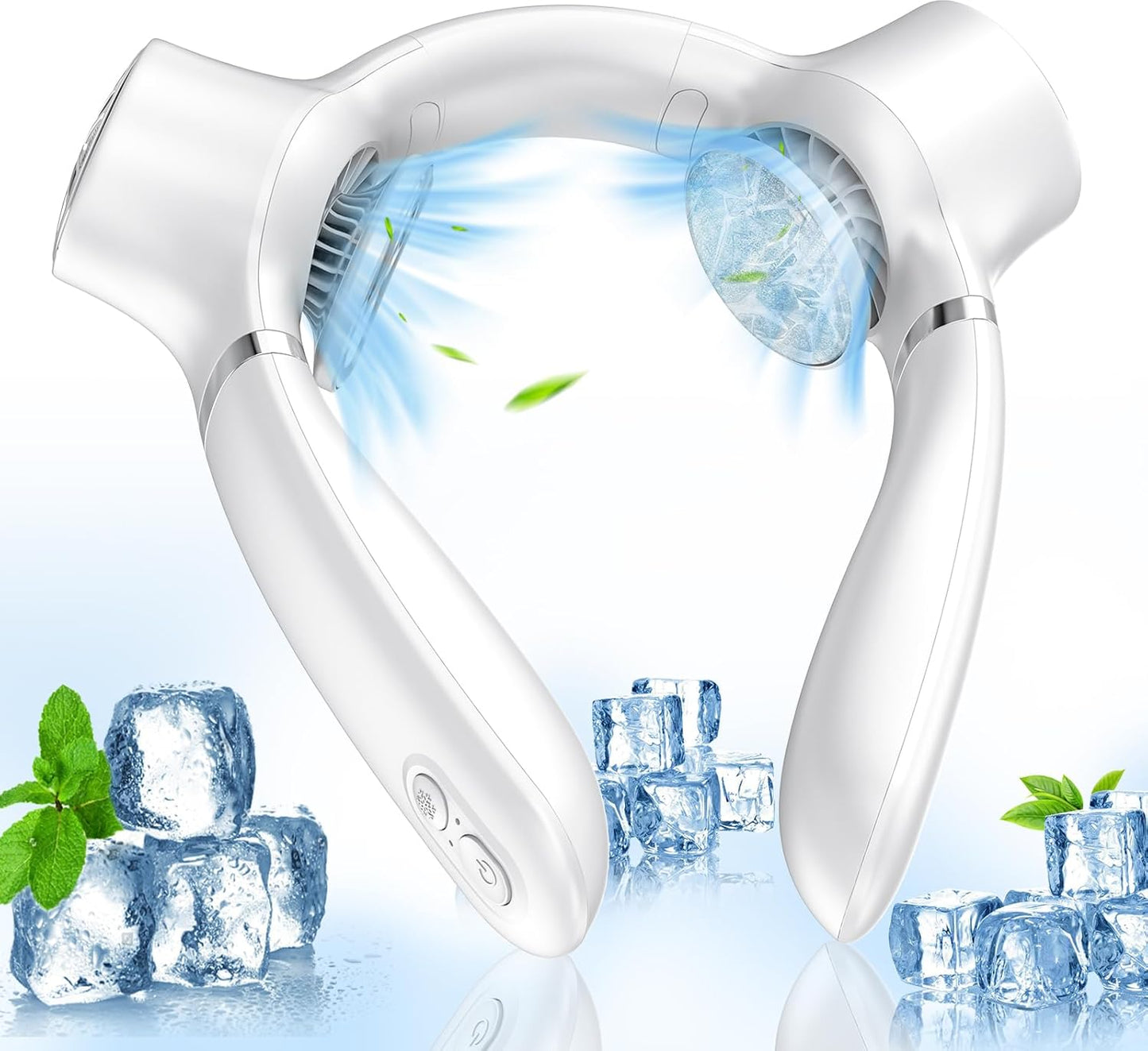 Portable Neck Fan White | Hands-Free Wearable Cooler with 4000mAh Battery