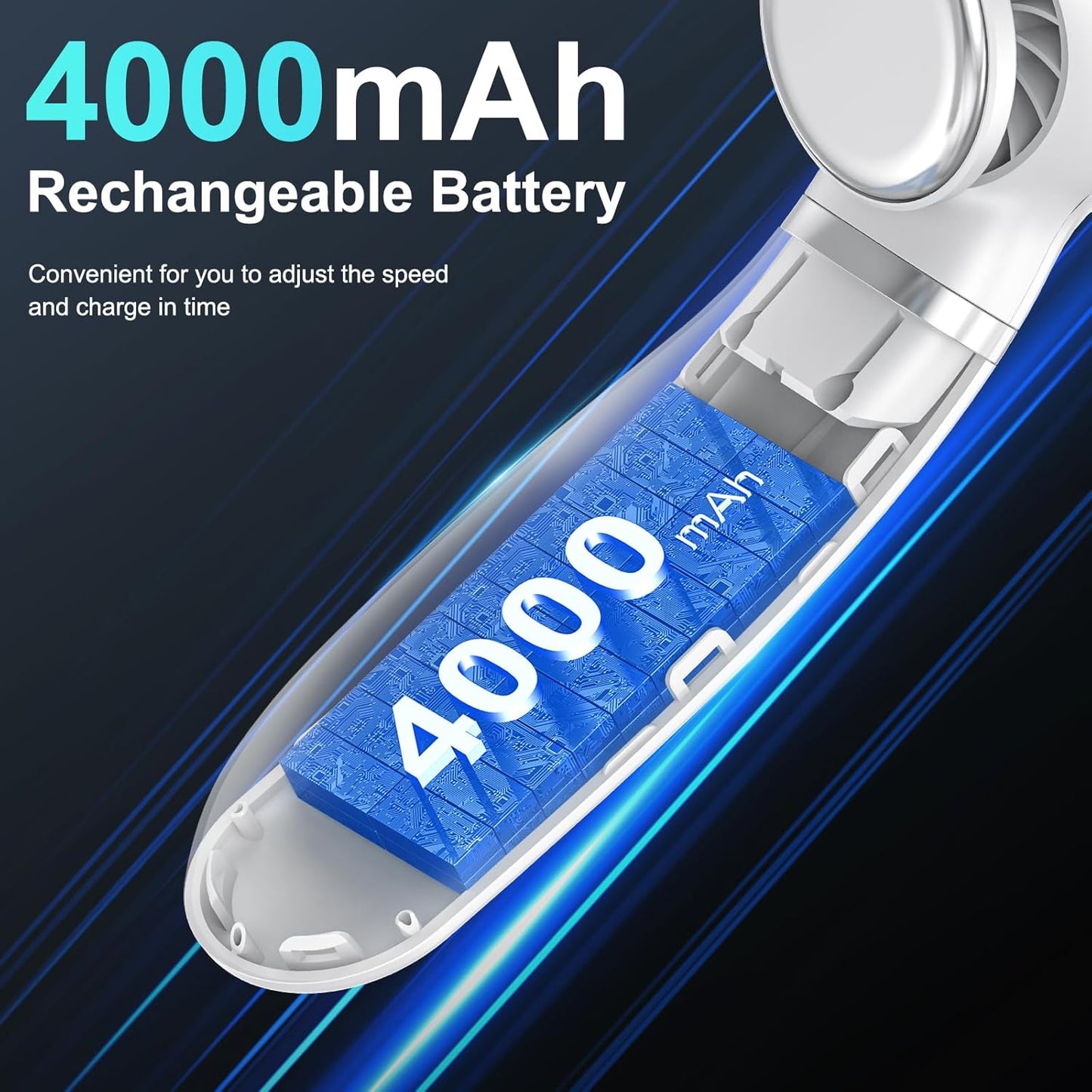 Portable Neck Fan White | Hands-Free Wearable Cooler with 4000mAh Battery