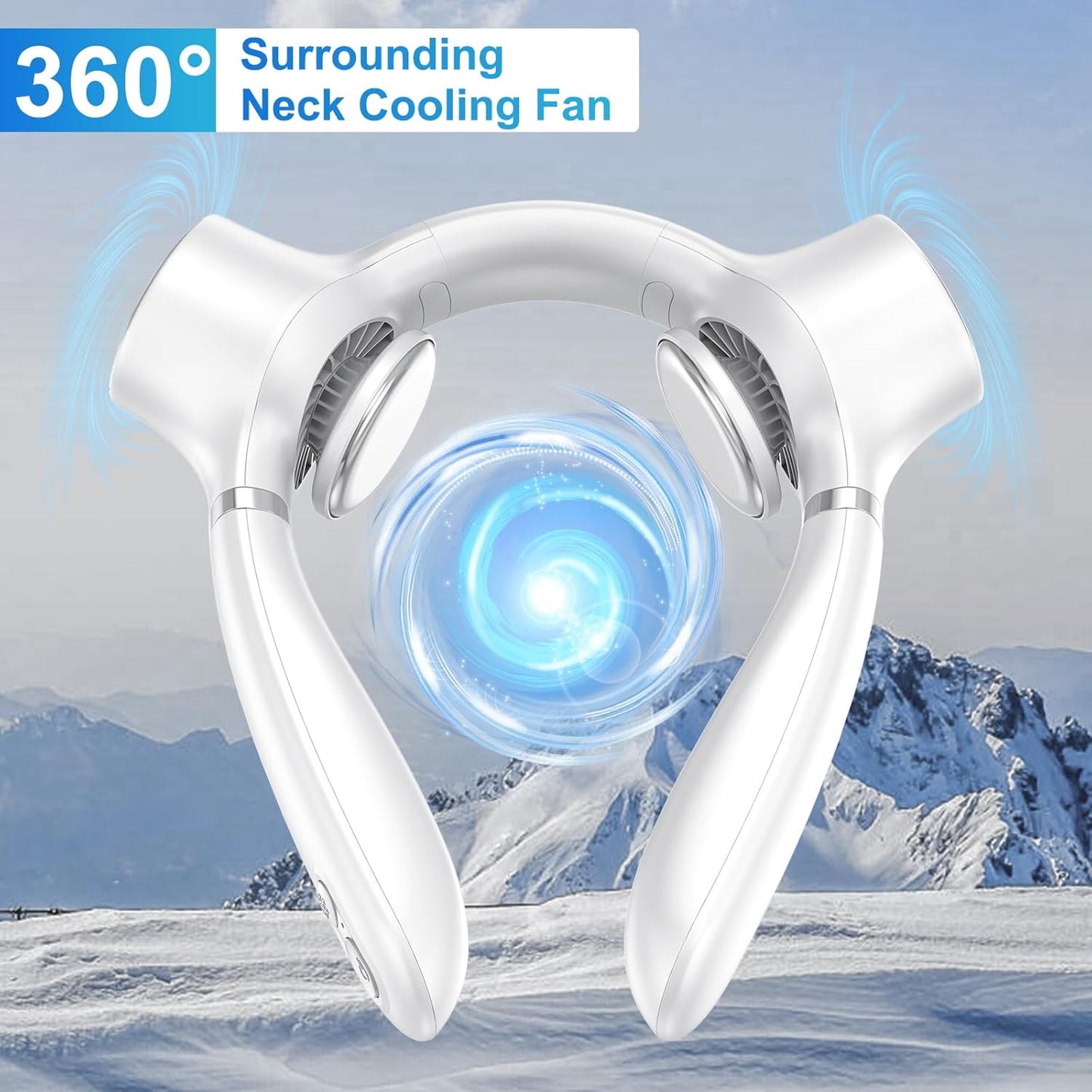 Portable Neck Fan White | Hands-Free Wearable Cooler with 4000mAh Battery