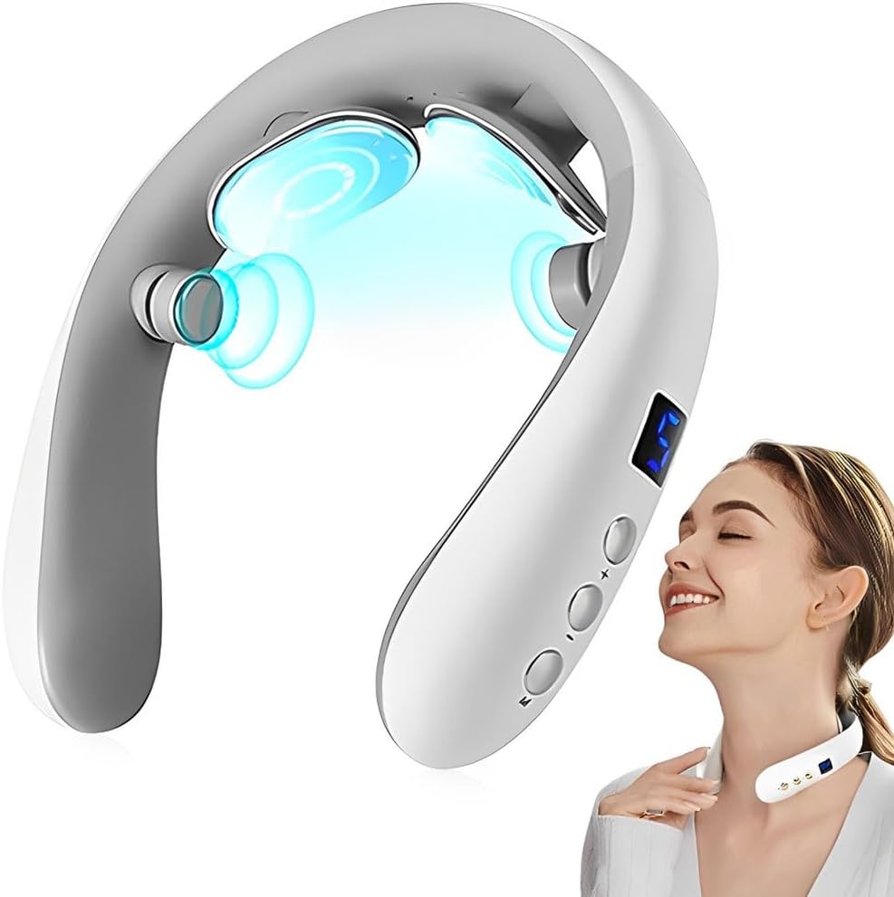 Wireless Neck Massager with Heat | 10 Modes Electric Pulse Pain Relief