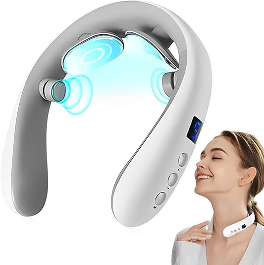 Wireless Neck Massager with Heat | 10 Modes Electric Pulse Pain Relief