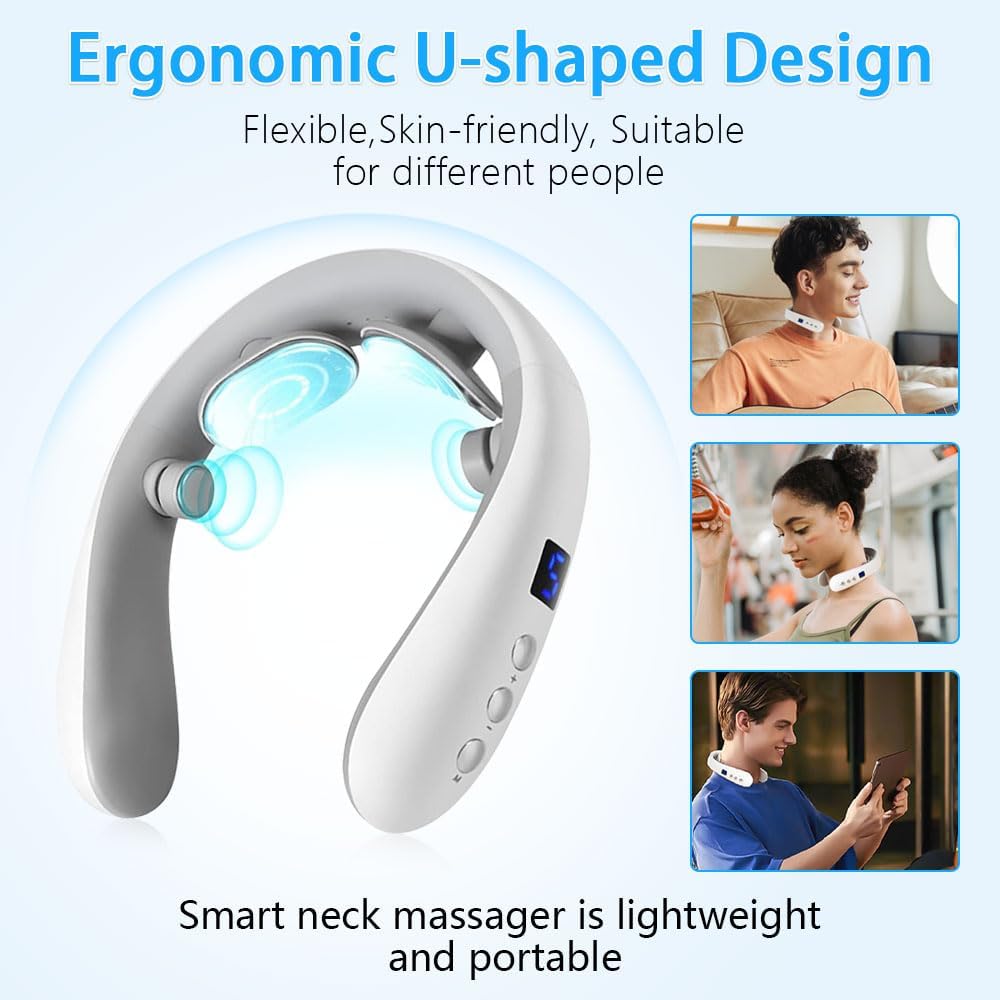 Wireless Neck Massager with Heat | 10 Modes Electric Pulse Pain Relief