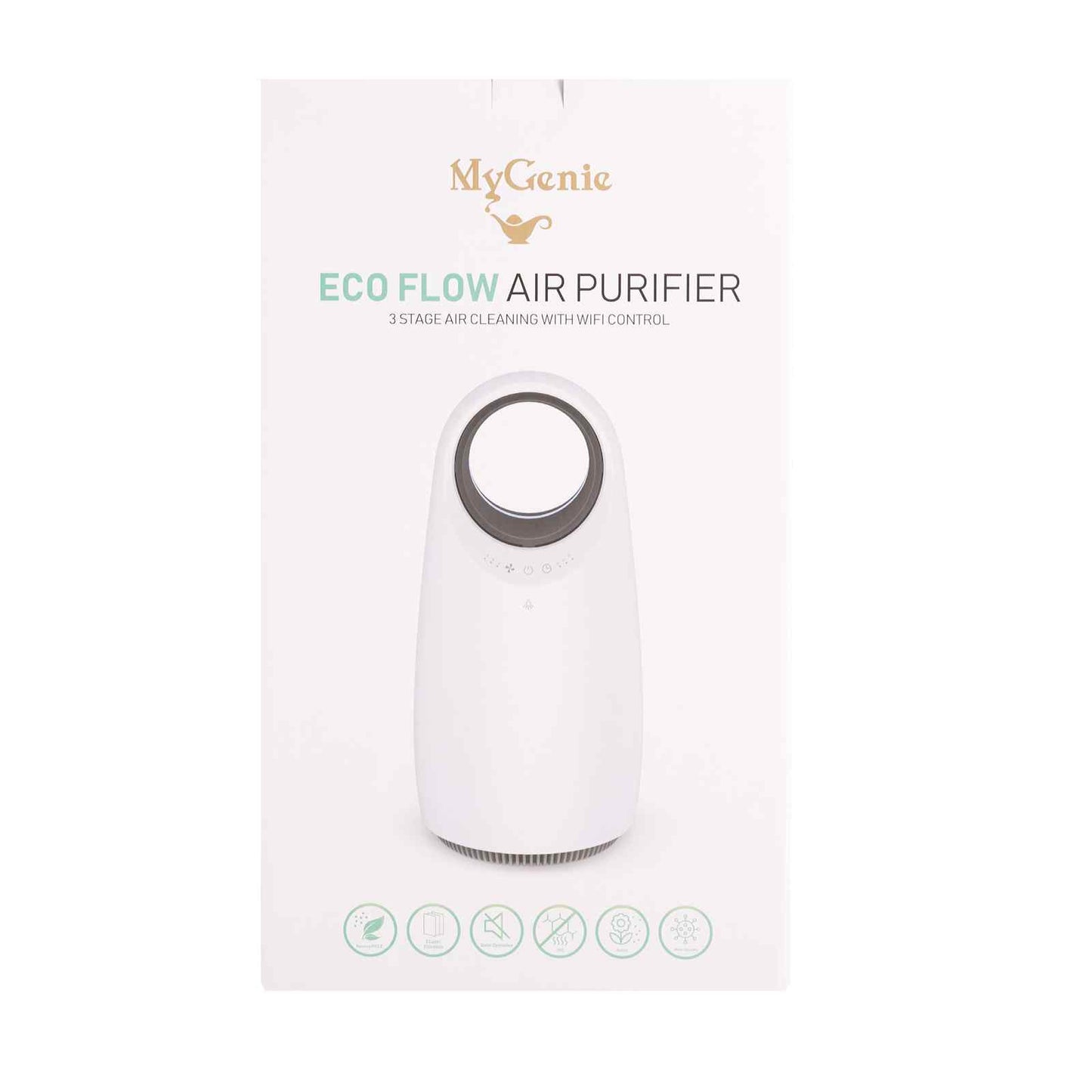 Smart HEPA Air Purifier | MyGenie Eco Flow Wi-Fi (Ultra-Quiet White)