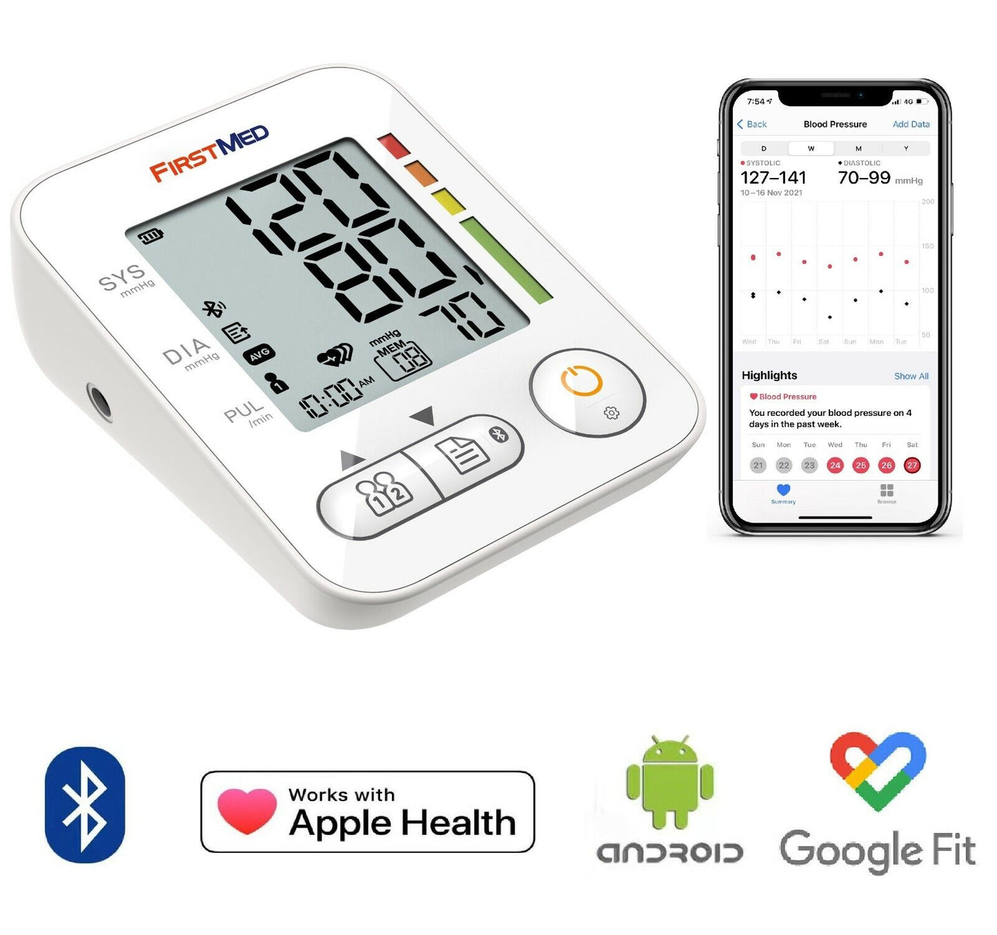Smart Bluetooth Blood Pressure Monitor | Auto Digital Cuff (22–32cm)