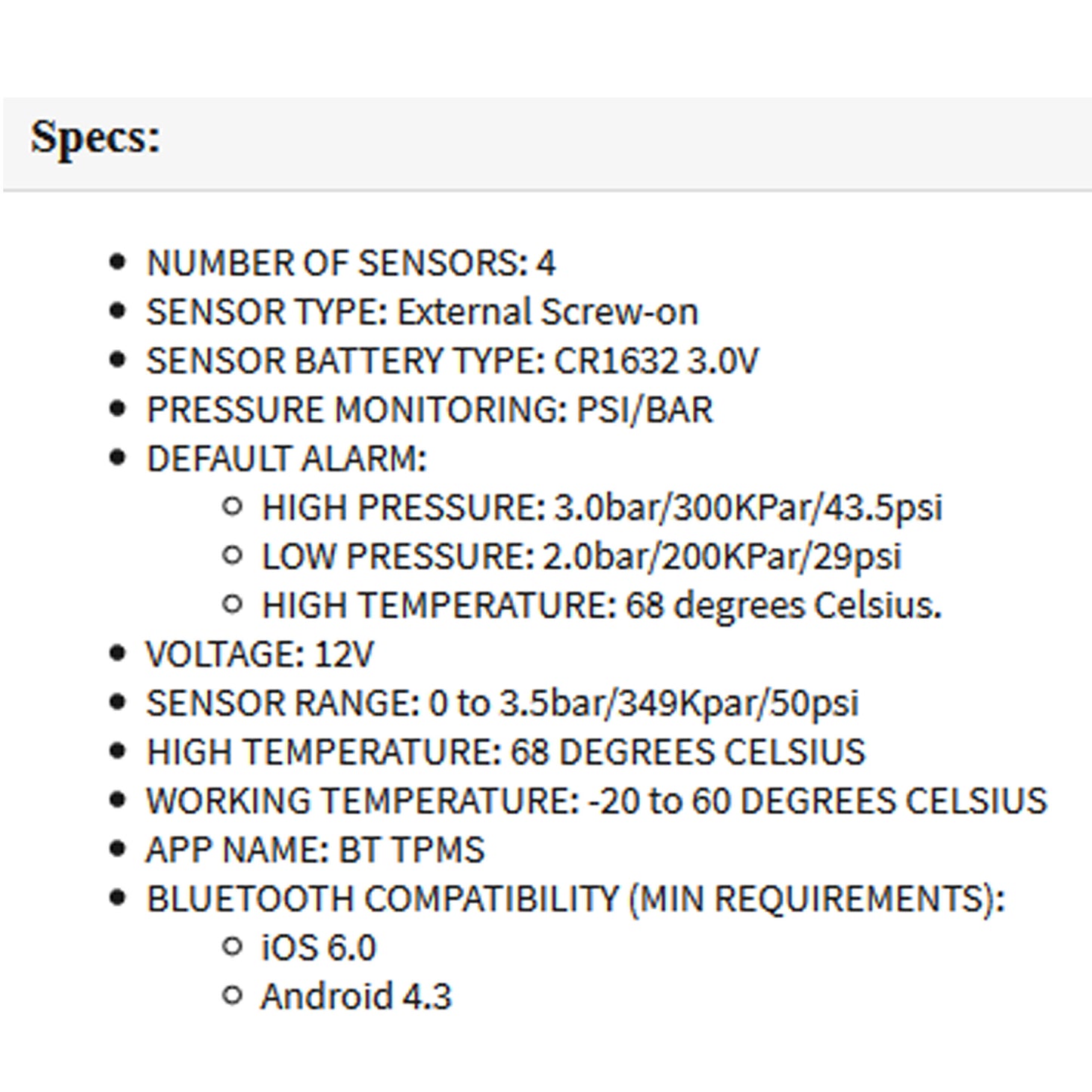 Smart Tyre Pressure Monitor | Bluetooth TPMS for Cars, Vans & Utes